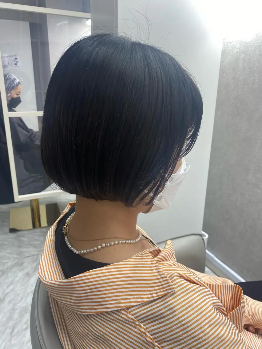 ショート カラー 黒髪 ブルーカラー ブルーブラック ボブ N/デザインカラー 🌿ナギのヘアスタイル
