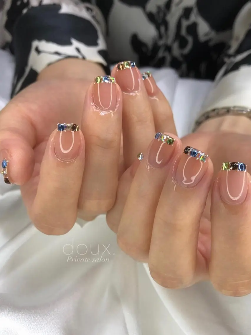 ネイル フレンチネイル 韓国ネイル マグネットネイル ニュアンスネイル ワンホンネイル doux. nailのネイルデザイン
