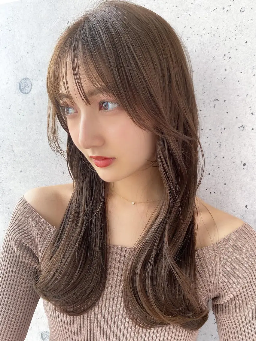 セミロング カラー ベージュカラー ブラウンカラー ブラウンベージュ くびれヘア 顔周りカット 顔周り/くびれヘア 韓国ヘア💕風間るなのヘアスタイル
