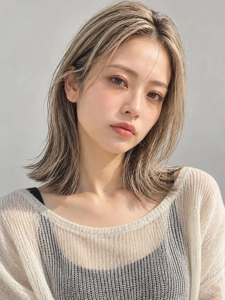 セミロング カラー ブリーチ ケアブリーチ 透明感カラー ダブルカラー イヤリングカラー ヘアカラー "オトナ髪”/ LAKA TOCCAのヘアスタイル