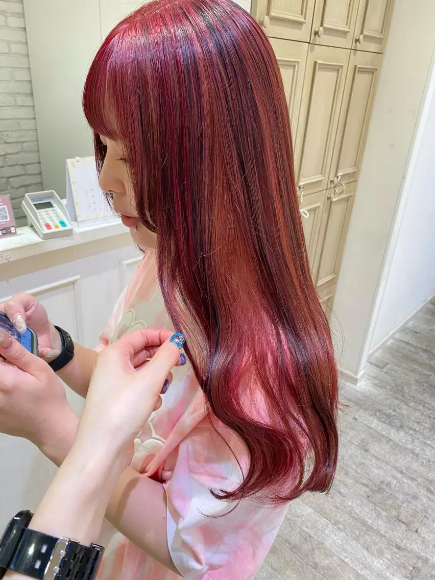 ロング カラー ヘアカラー トリートメント 横浜🍒ルーツカラー エクステ／RIEのヘアスタイル