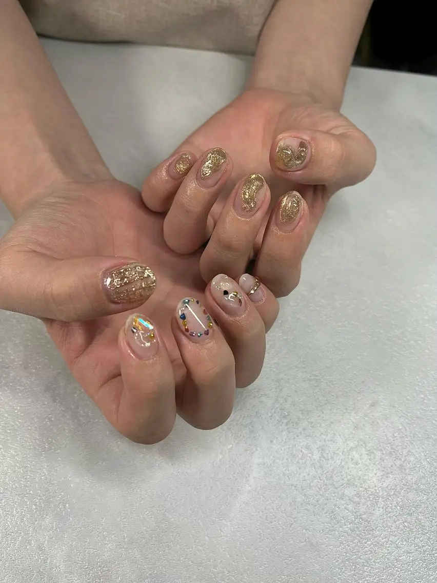 ネイル クリアネイル キラキラネイル SAKU nail 作島茜のネイルデザイン