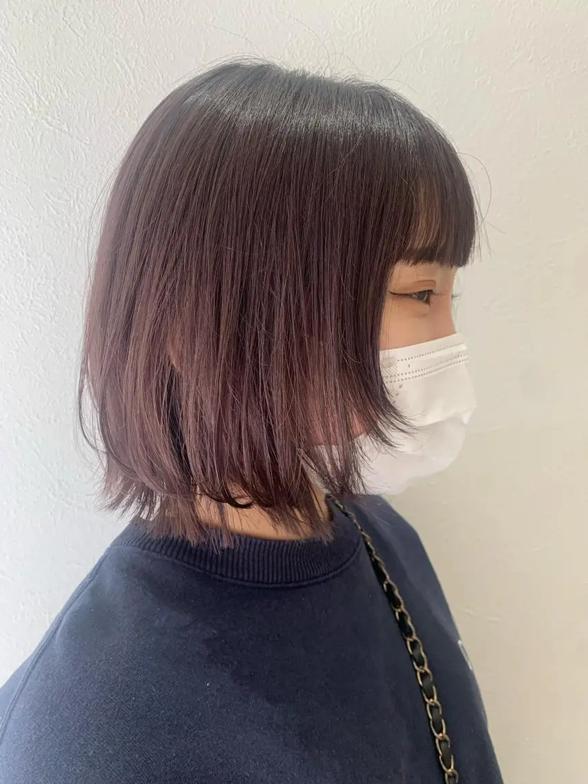 ミディアム カラー ブリーチ パープルカラー シルバー ウルフカット hubhair レイヤー/透明感のヘアスタイル
