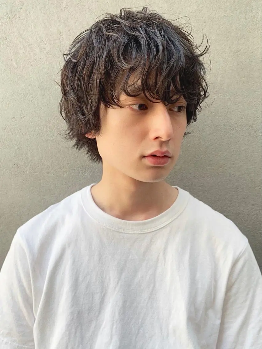 ショート パーマ メンズ センターパート／マッ シュ／パーマ　あさみのヘアスタイル