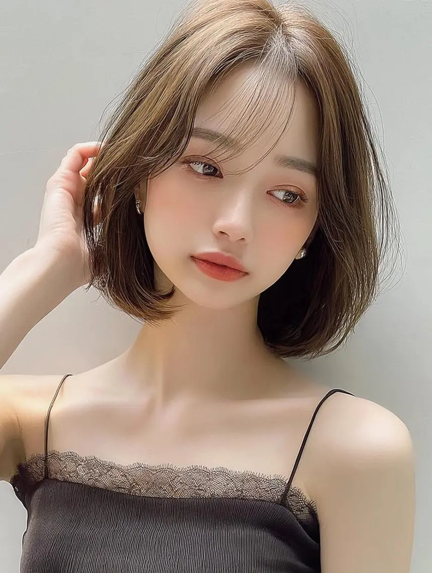 ミディアム 顔周りカット 髪質改善 韓国風ヘア レイヤーカット カット ヘアカラー FOCUS JAPAN3のヘアスタイル