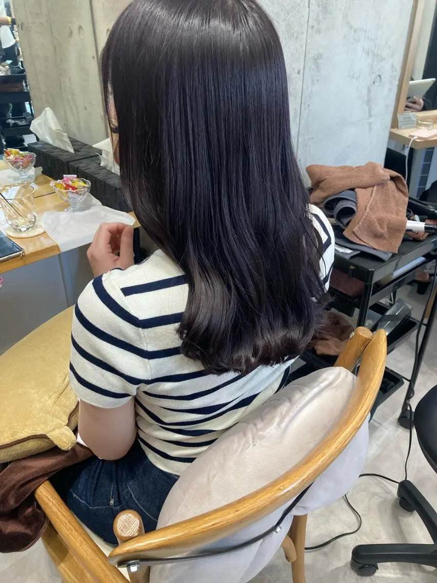 セミロング ヘアカラー トリートメント ✨色持ちの良い艶 カラー✨蟹江真世のヘアスタイル