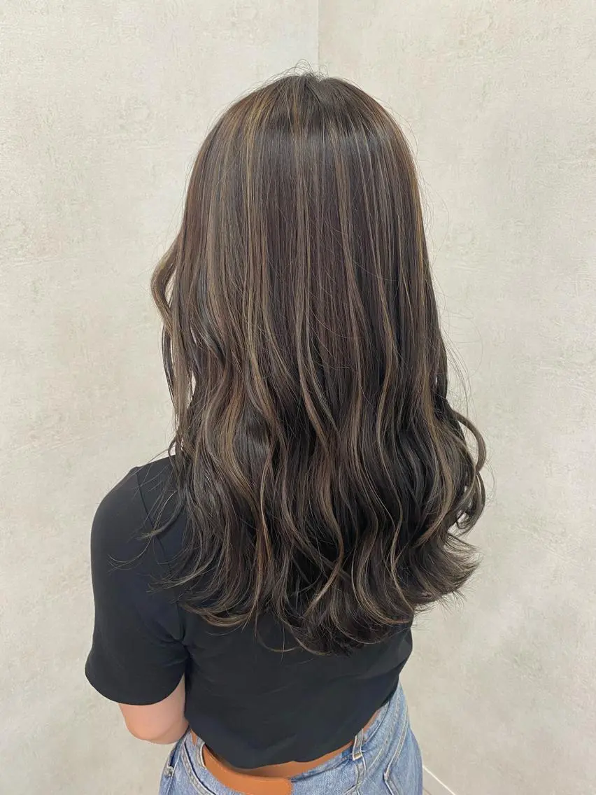 ロング ハイライト メンズ縮毛矯正 ニュアンスパーマのヘアスタイル