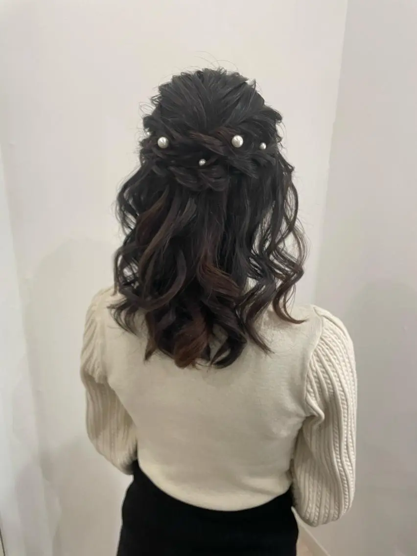 セミロング ヘアアレンジ ヘアセット Mikazuki オーナーTeradaのマツエク・マツパデザイン