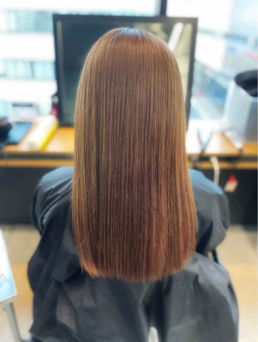 ロング カラー ブラウンカラー オレンジ オレンジブラウン porto みなみのヘアスタイル
