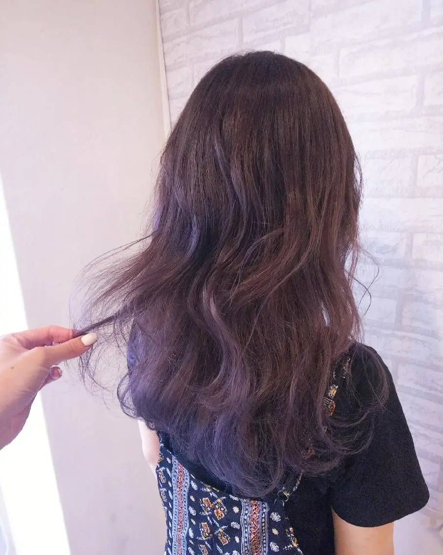 ロング カラー パープルカラー シルバー RU RIのヘアスタイル