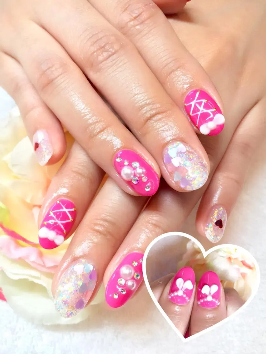 ネイル フットネイル ジェルネイル ミラーネイル パラジェル 春ネイル clover nailのネイルデザイン