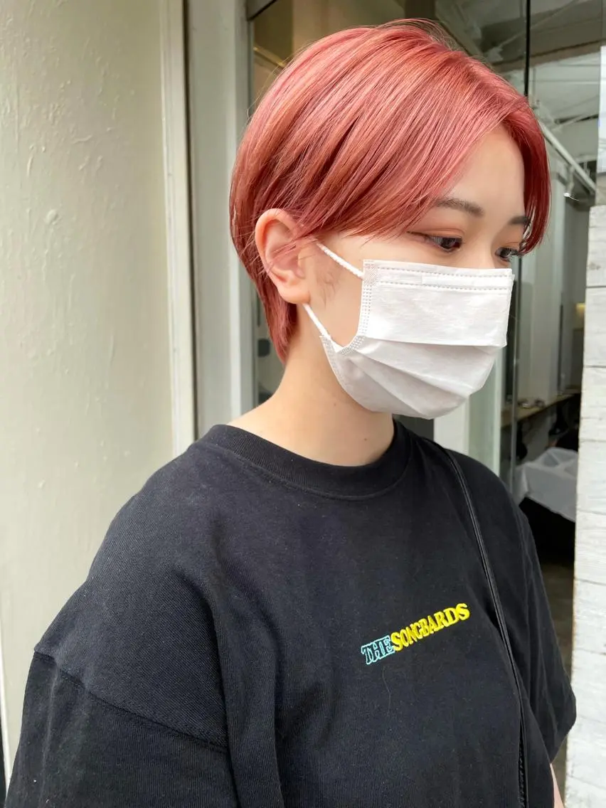 ショート カラー パーマ ヘアアレンジ メンズ キッズ ネイル マツエク・マツパ ピンクカラー カラーマツエク ショートヘア ピンク ショートネイル カット ヘアカラー トリートメント パーマ/透明感カラー /ボブ/吉田一生のヘアスタイル