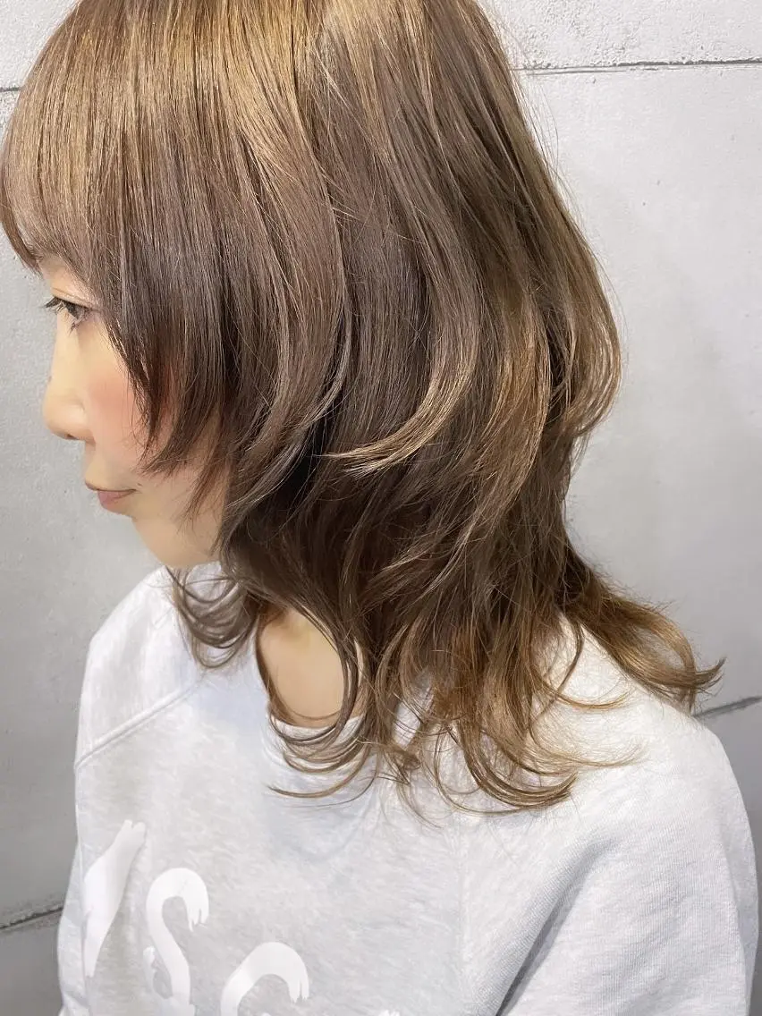セミロング カラー ヘアカラー トリートメント 髪質改善ストレート髪 質改善カラー特化中崎のヘアスタイル