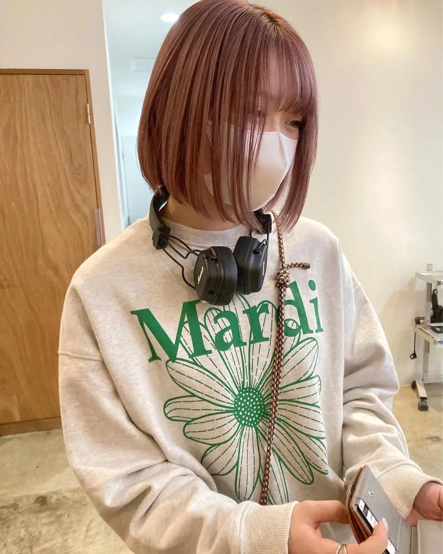 ショート カラー ベージュカラー ピンクカラー ピンクベージュ ボブ ヘアカラー カラーリスト菅野 竜矢🌈のヘアスタイル