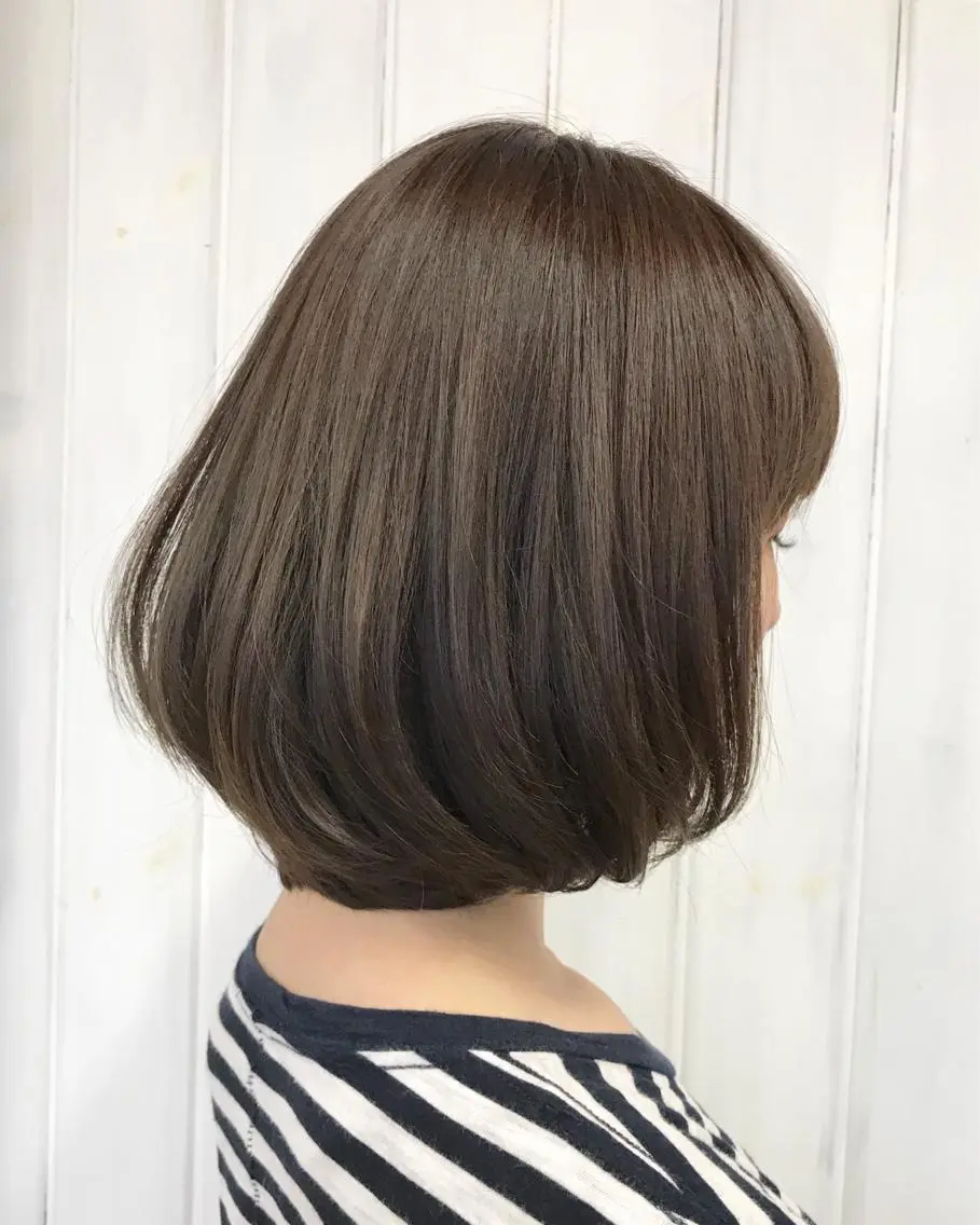 ミディアム カラー ブラウンカラー 透明感カラー 濱岡 恭子のヘアスタイル