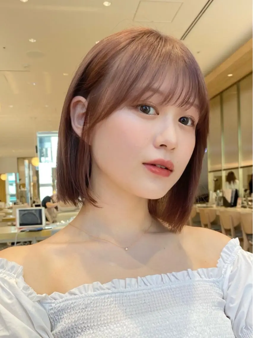 ショート カラー パーマ ヘアアレンジ 切りっぱなしボブ バレイヤージュ ブリーチ ケアブリーチ 透明感カラー 小野寺瑞希 /最小顔カットのヘアスタイル