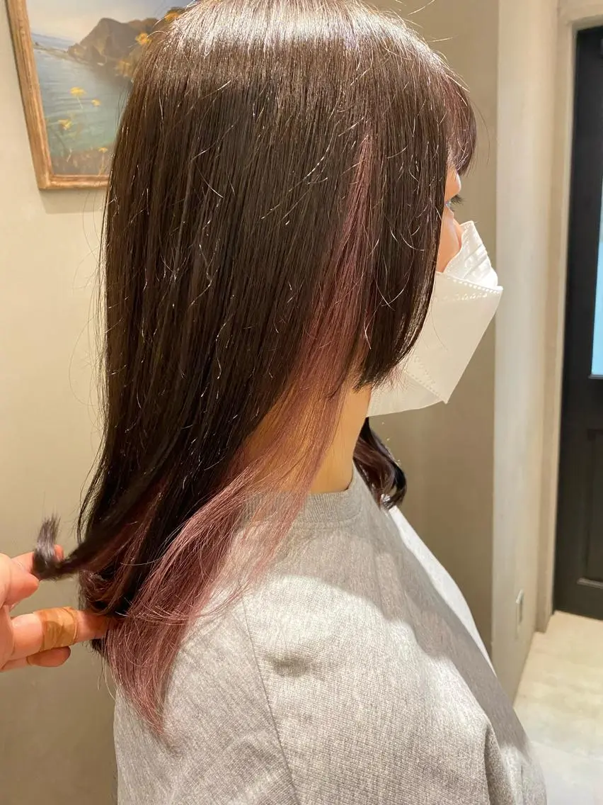 ミディアム カット ヘアカラー トリートメント 新宿/顔周りカット +レイヤー=しずく♩のヘアスタイル