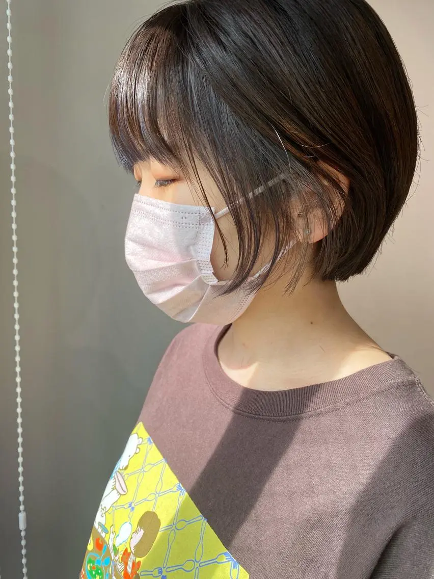 ショート カラー 顔周りカット レイヤー/大人ボブ 渡邉【日吉美容室】のヘアスタイル
