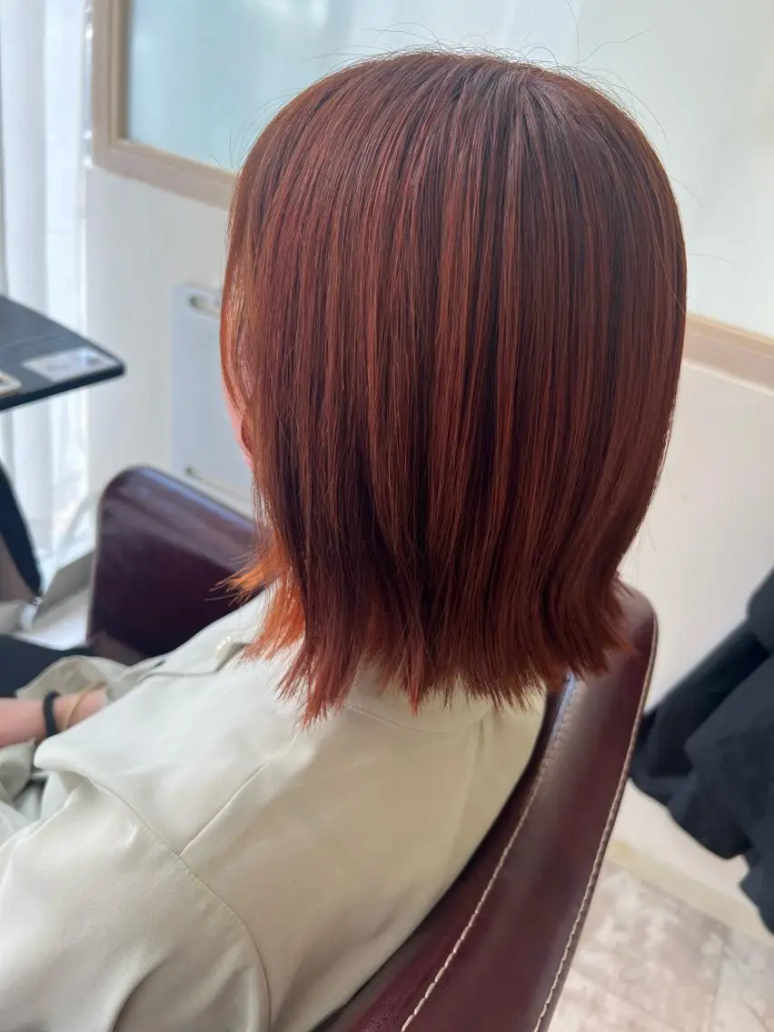 ミディアム カラー オレンジ 髪質改善 カット ヘアカラー トリートメント 🥣🫧艶カラー 🦋アカマ ミユ🦋のヘアスタイル