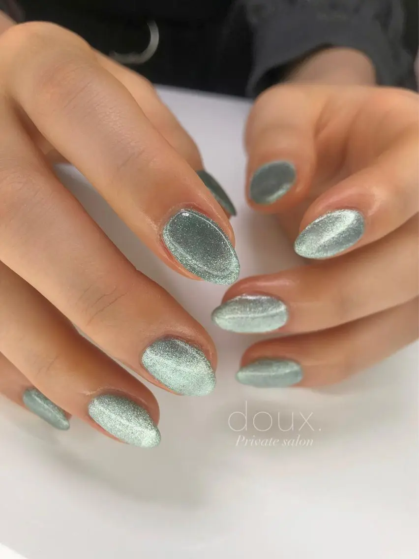 ネイル ブルー マグネットネイル ワンカラーネイル 春ネイル doux. nailのネイルデザイン