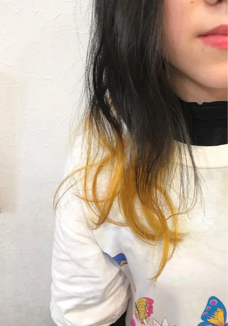 ロング カラー イエローカラー 色落ちまでキレイに！ ！女性サロンのヘアスタイル