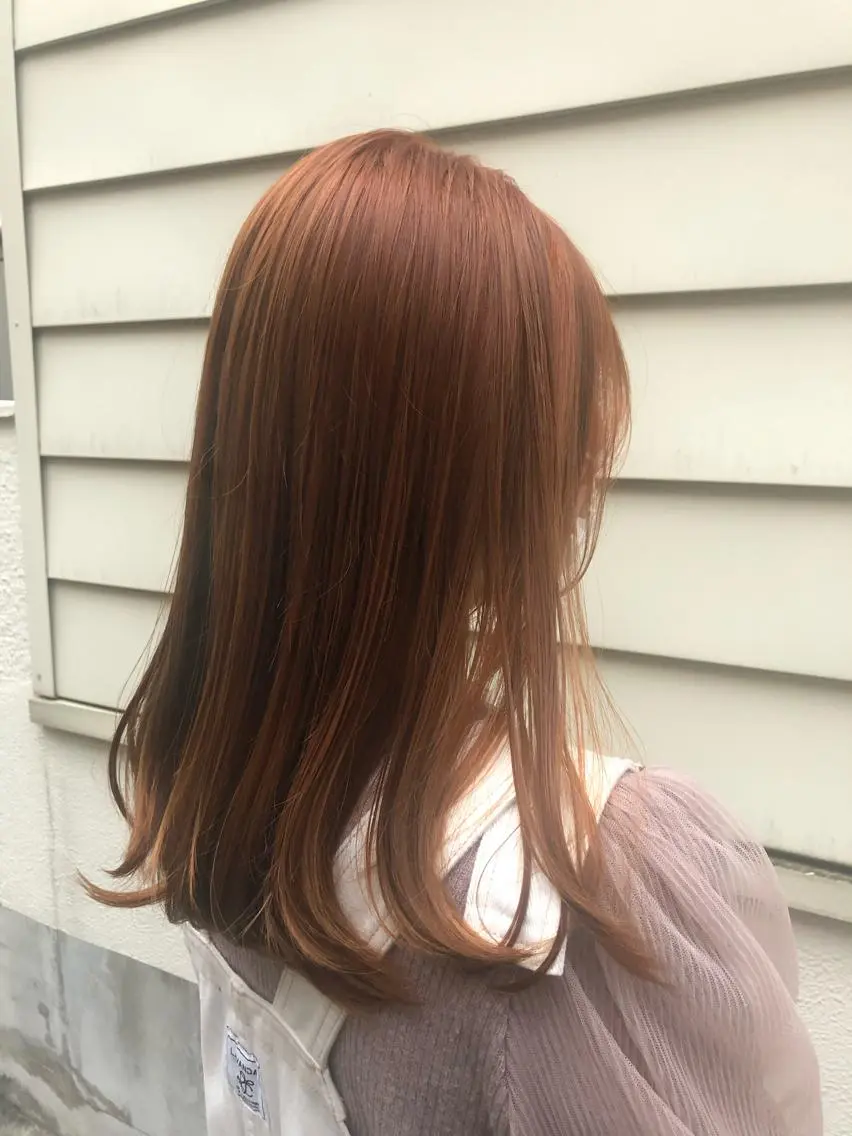 ミディアム カラー ブリーチ オレンジ 🌈美髪✂︎艶色🎨 頭皮改善🍀TAKUのヘアスタイル