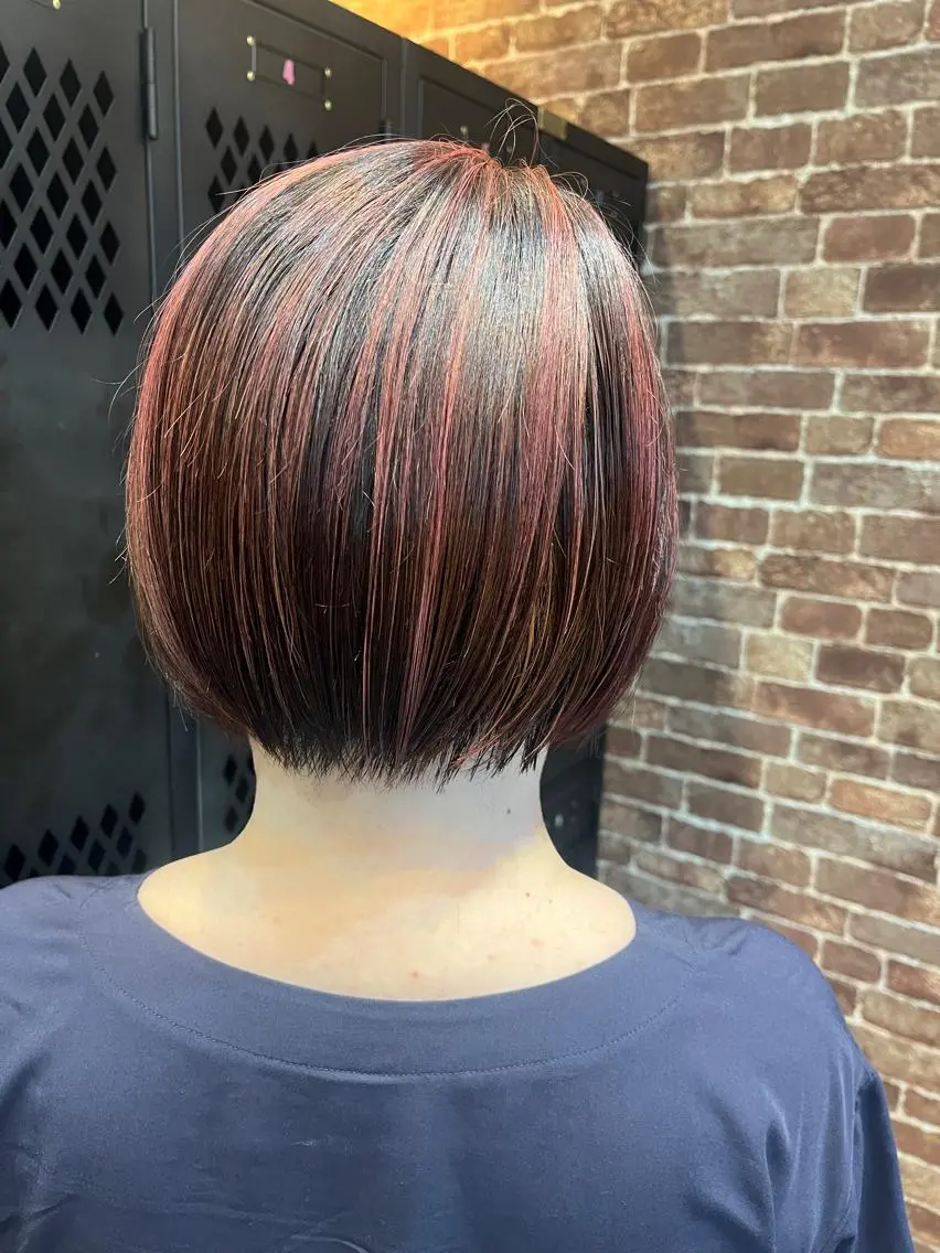 ショート カラー パーマ ヘアアレンジ メンズ キッズ ネイル マツエク・マツパ アイブロウ メンズパーマ ブラウンカラー ケアカラー 透明感カラー ピンクカラー 久木原 ゆりのヘアスタイル