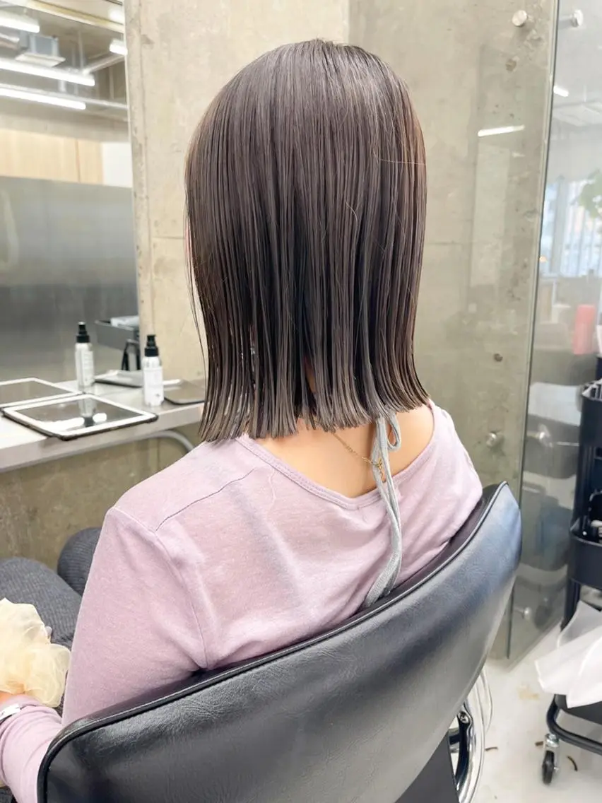 ミディアム カラー カット ヘアカラー トリートメント ✨縮毛矯正/ボブ✨ 佐藤 さくらのヘアスタイル