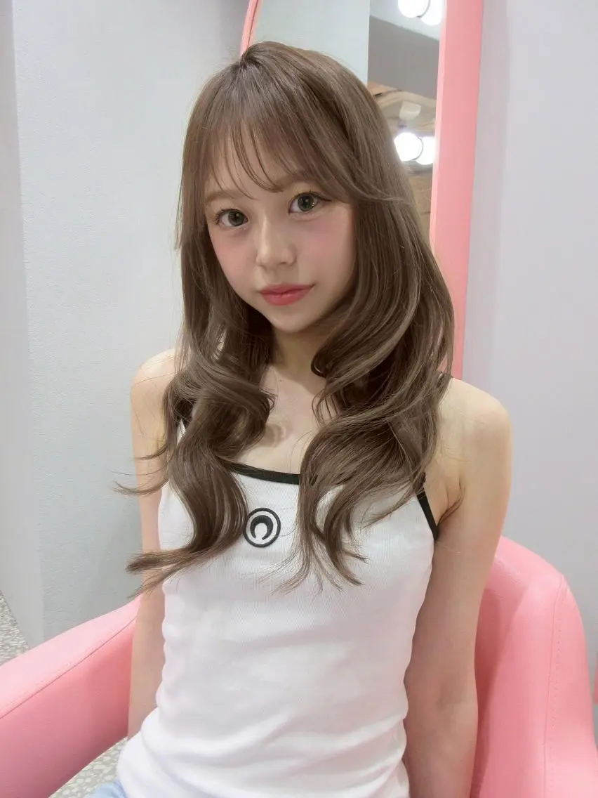 ロング カラー ハッシュカット ハイレイヤー ヨシンモリ 韓国風ヘア レイヤーカット カット ヘアカラー トリートメント ヘアセット 渋谷美容室/韓国ヘア /misakiのヘアスタイル