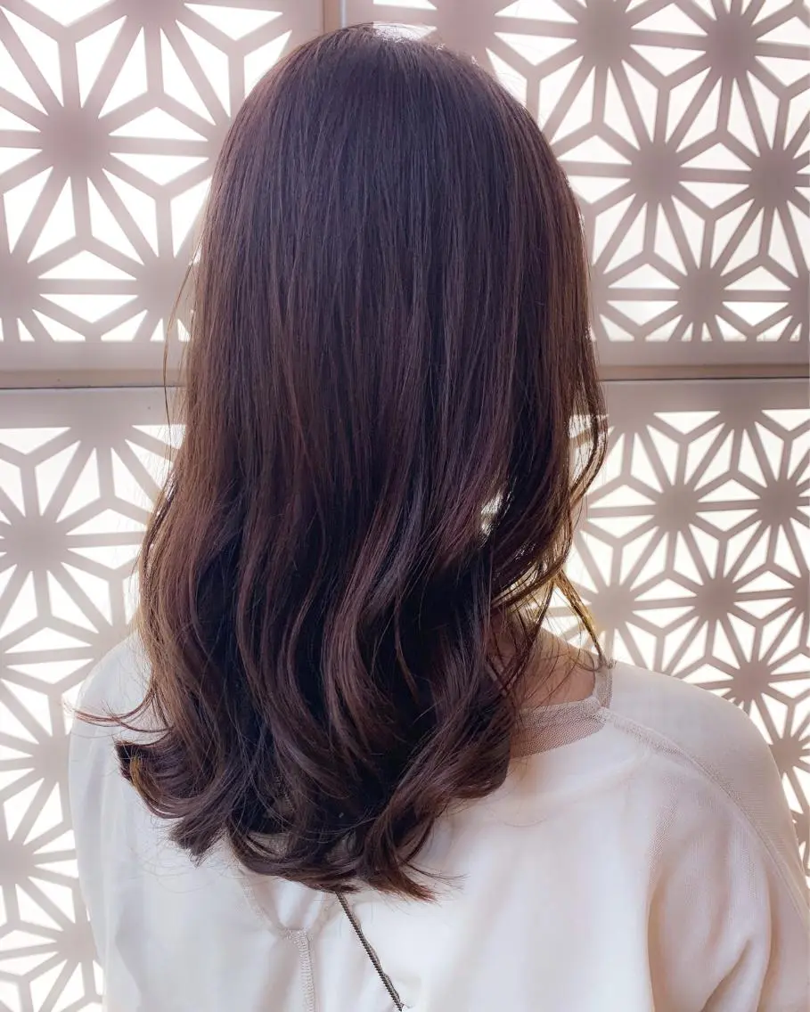 セミロング パーマ ヘアアレンジ セミロングパーマ デジタルパーマ takebuchi harukaのヘアスタイル