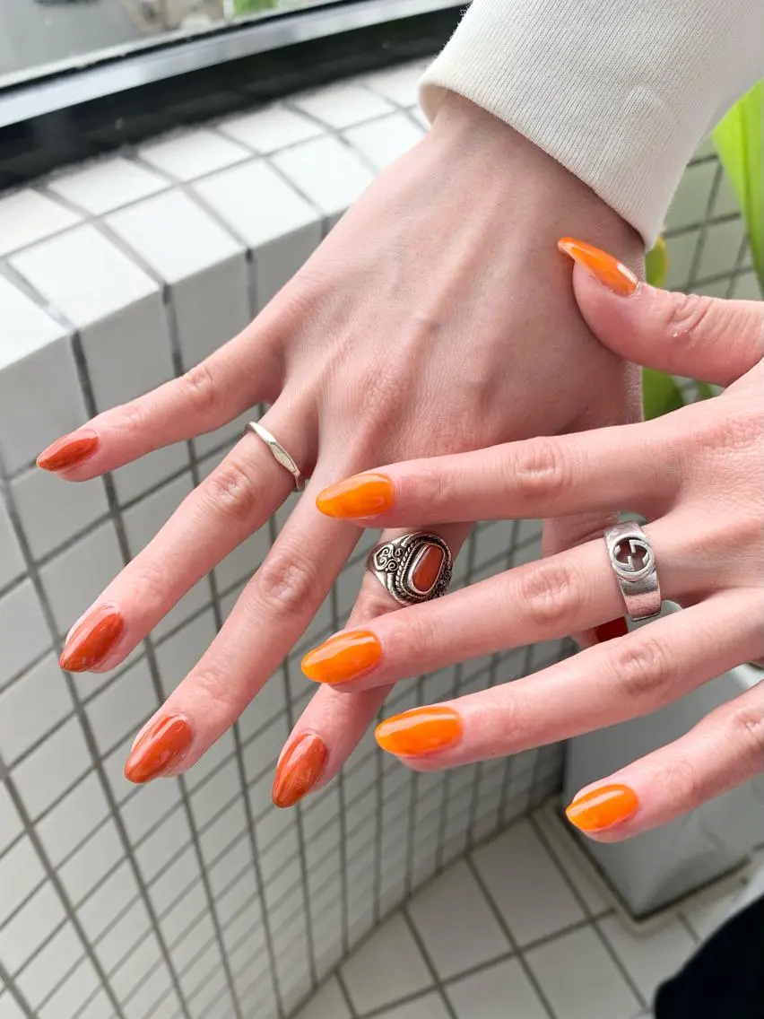 ネイル クリアネイル オレンジ N.barber / koderaのネイルデザイン