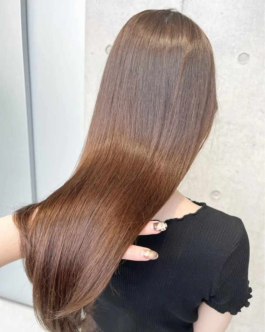 ロング カラー パーマ ヘアアレンジ 透明感/オリーブ/ グレージュ/YUKAのヘアスタイル