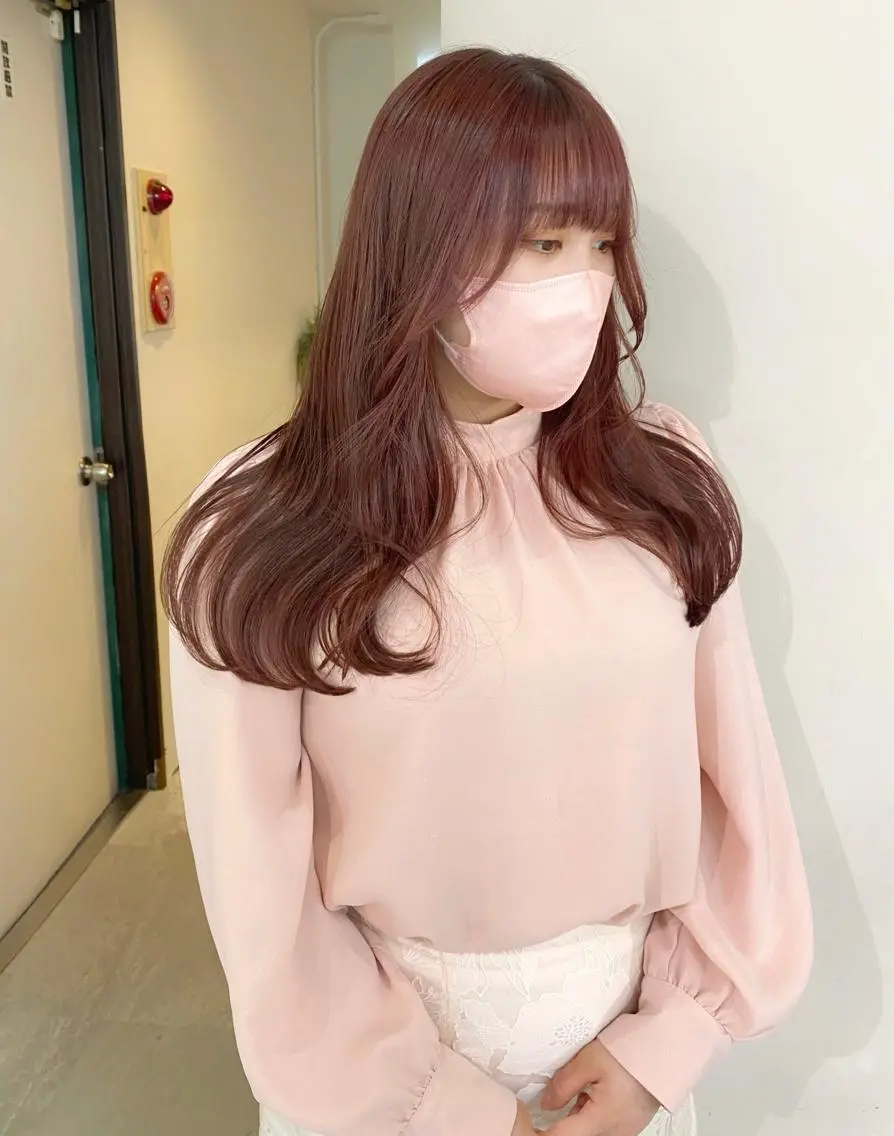 カラー ブリーチ ダブルカラー ブリーチなしカラー ピンクカラー ヘアカラー mizuki/ピンク ベージュ.レイヤーのヘアスタイル