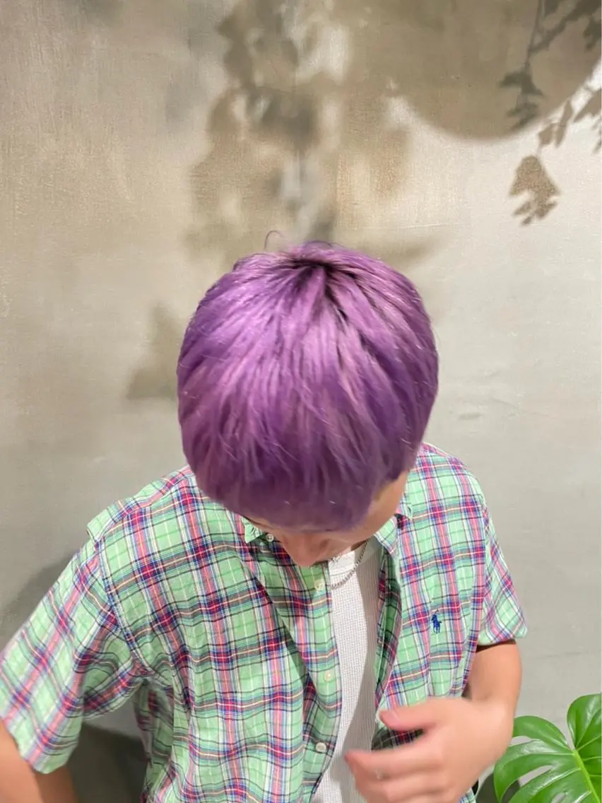 ショート カラー メンズ ラベンダーカラー カット ヘアカラー 縮毛矯正とレイヤー カット/杉村凜汰郎のヘアスタイル