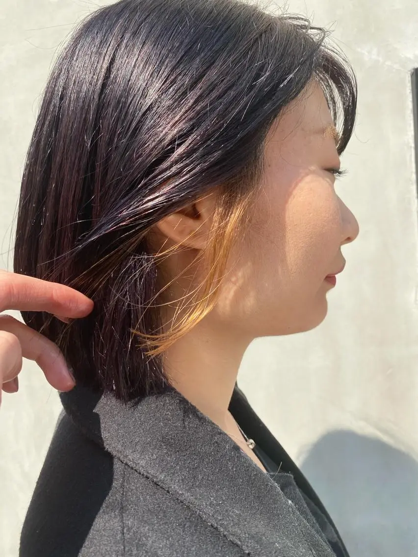 ミディアム カラー ショート& パーマ　坂本のヘアスタイル