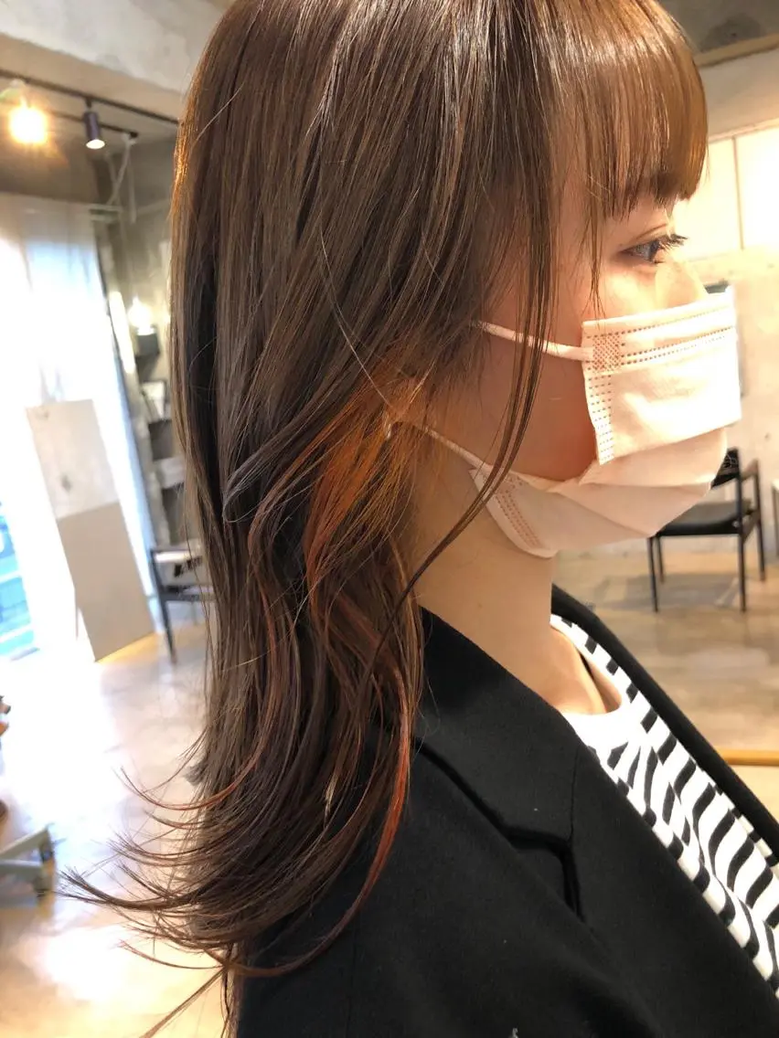 カラー ベージュカラー オレンジ 竹内 絢香のヘアスタイル