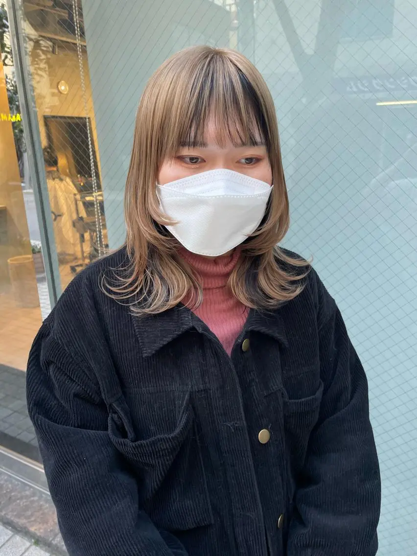 セミロング カラー カット ヘアカラー ヤマモト マイのヘアスタイル
