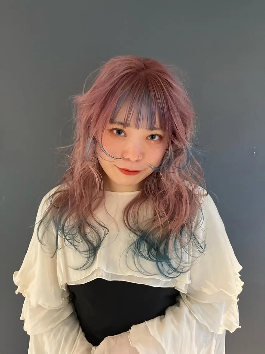 ロング カラー ヘアアレンジ キッズ 似合わせカット デザインカラー 原宿/キシタのヘアスタイル