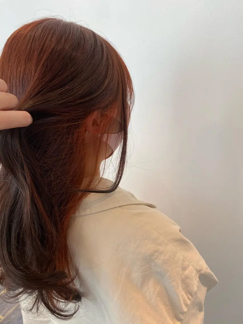 ロング カラー オレンジ カット ヘアカラー きむら ゆうきのヘアスタイル
