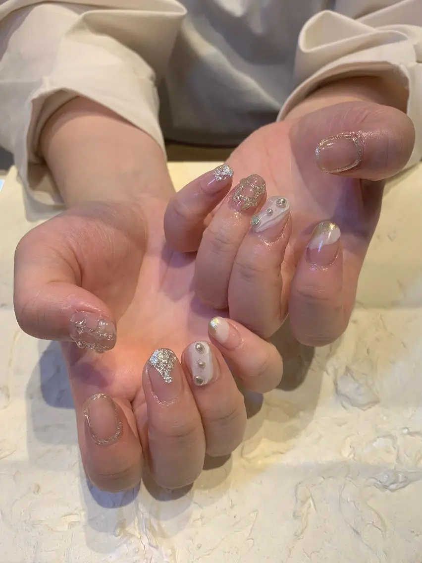 ネイル クリアネイル ぷっくりネイル マキノ ユイのネイルデザイン