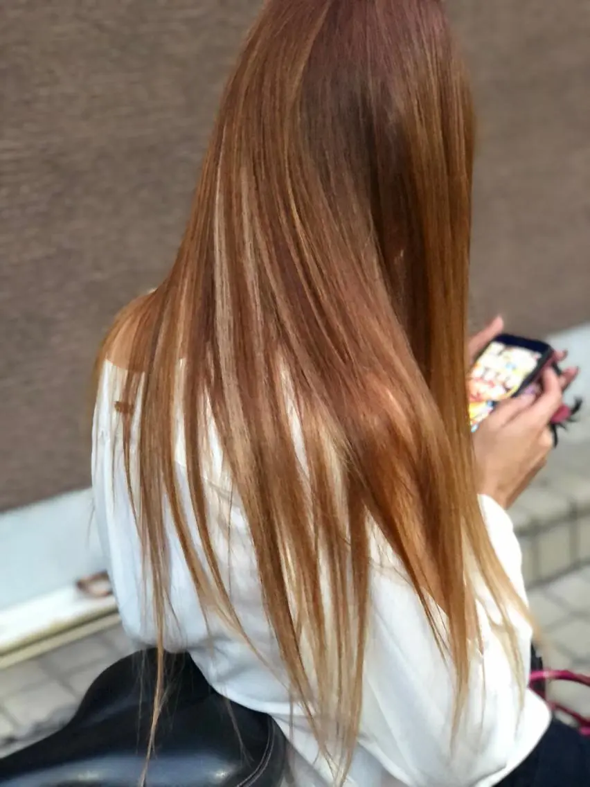 ロング シールエクステ エクステ ハイライト エクステ あびこ amiのヘアスタイル