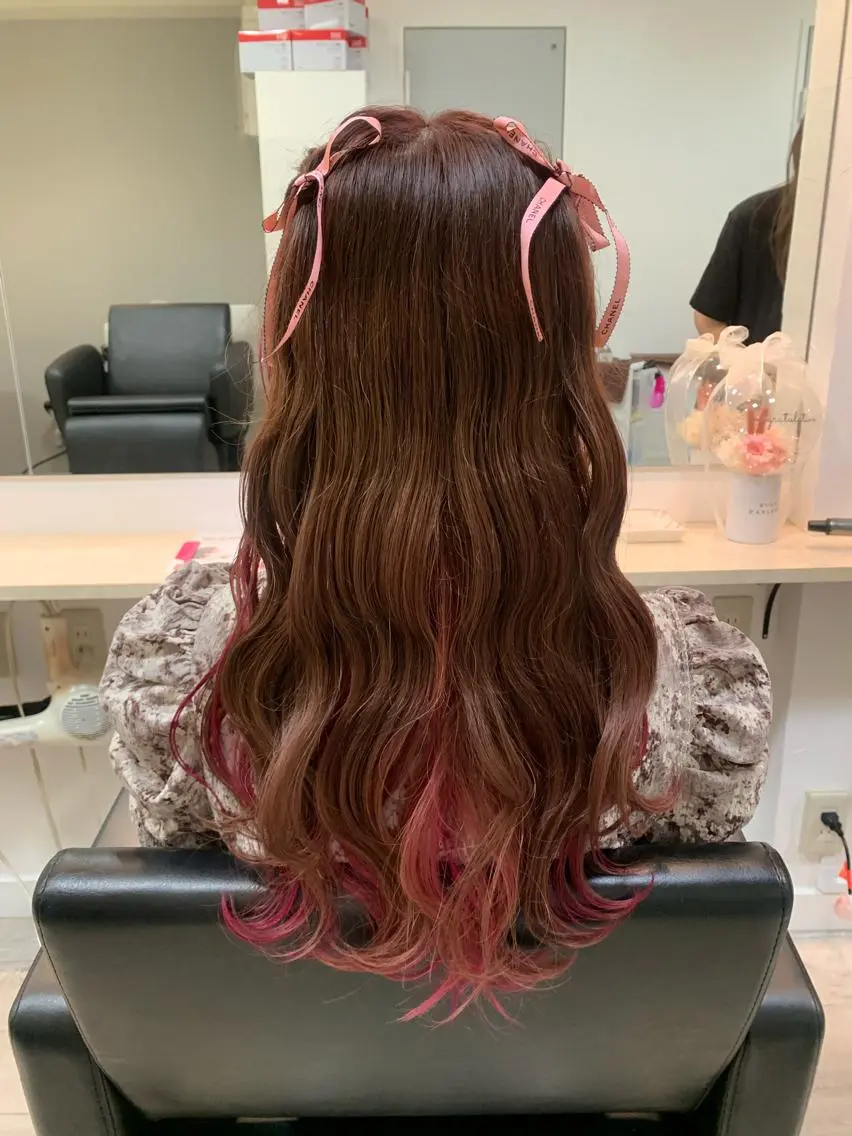 ロング カラー ヘアアレンジ 代表🎀 ふわモテ愛 され髪🩷yumiのヘアスタイル