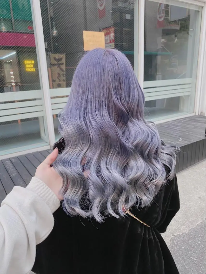 セミロング カラー アッシュ アッシュグレー アッシュグレージュ バレイヤージュ ミストバング カット ヘアカラー トリートメント ハイトーン特化💍 chloe💍韓国のヘアスタイル