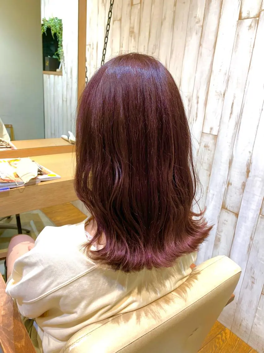 ミディアム パープルカラー ヘアカラー トリートメント 森山 佳小里/カラー /似合わせカットのヘアスタイル