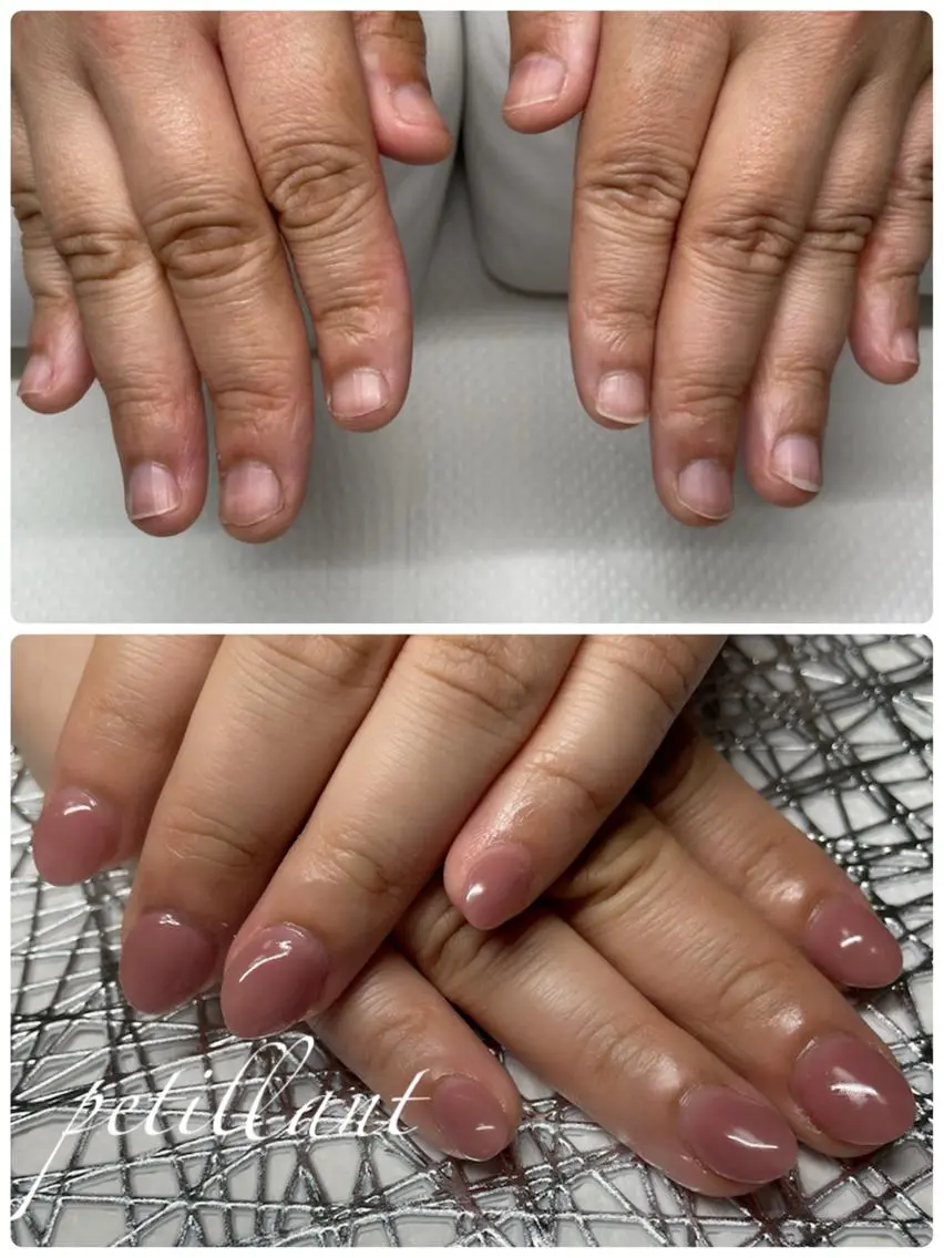 ネイル グラデーション ワンカラーネイル ピンク ハンドネイル ハンドケア nail salon petillantのネイルデザイン