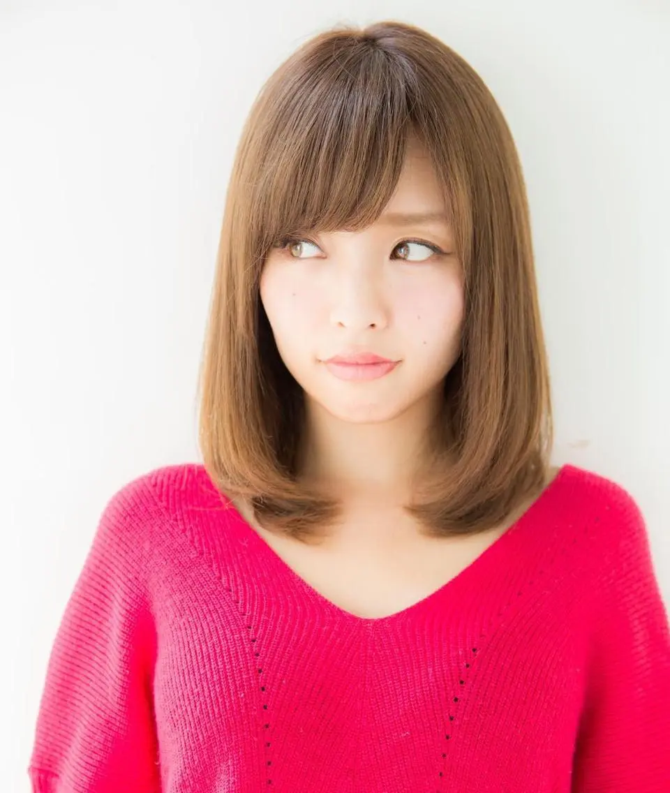 ミディアム カラー パーマ カット パーマ 中原 梨沙のヘアスタイル