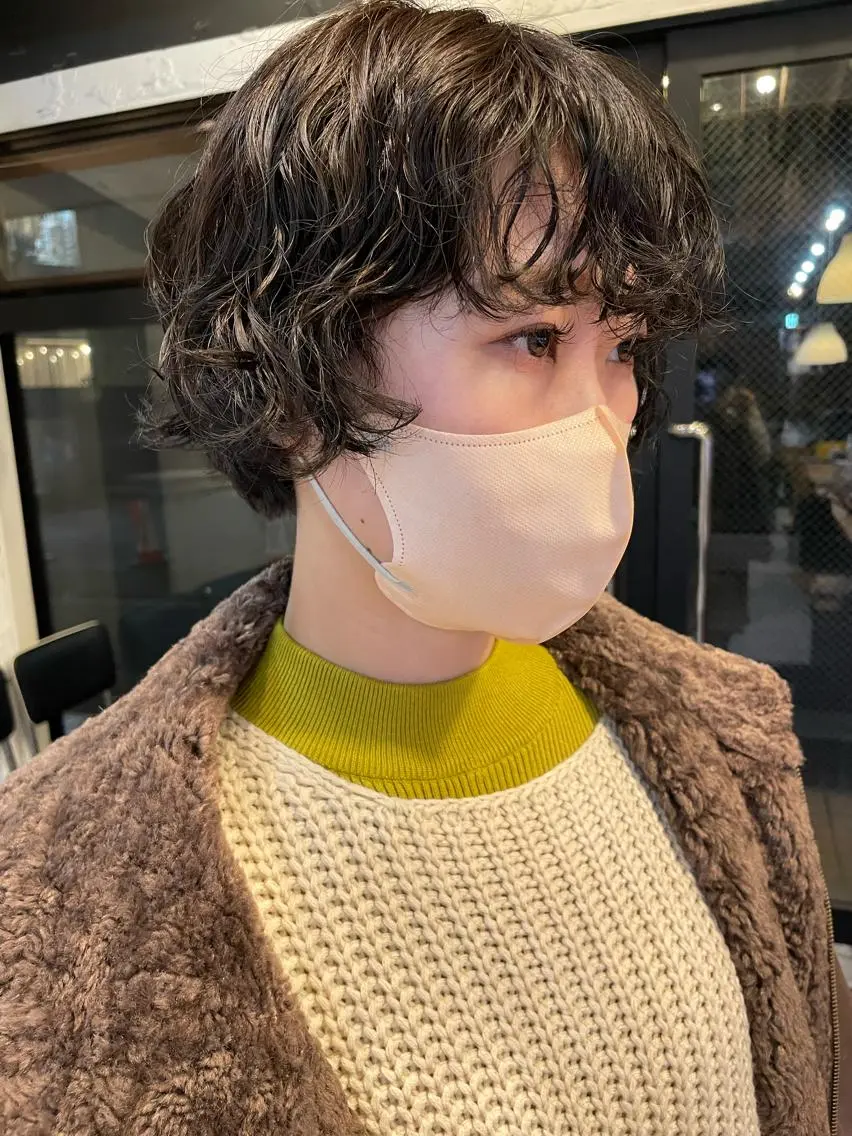 ショート カラー パーマ ヘアアレンジ カット ヘアカラー パーマ satsuki 暖色・ブラウンカラーのヘアスタイル