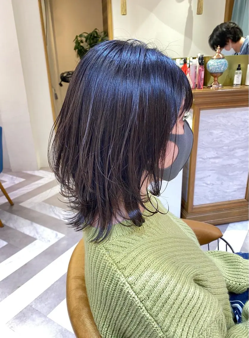 ミディアム カラー カット ヘアカラー トリートメント レイヤーカット /透明感カラー西田のヘアスタイル