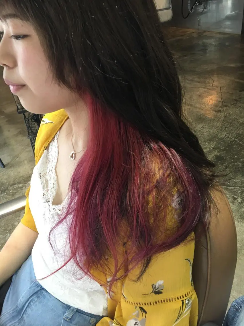 ロング カラー ダークグレー ダークグレージュ ダブルカラー グレージュ ピンクカラー 北條 優輝のヘアスタイル
