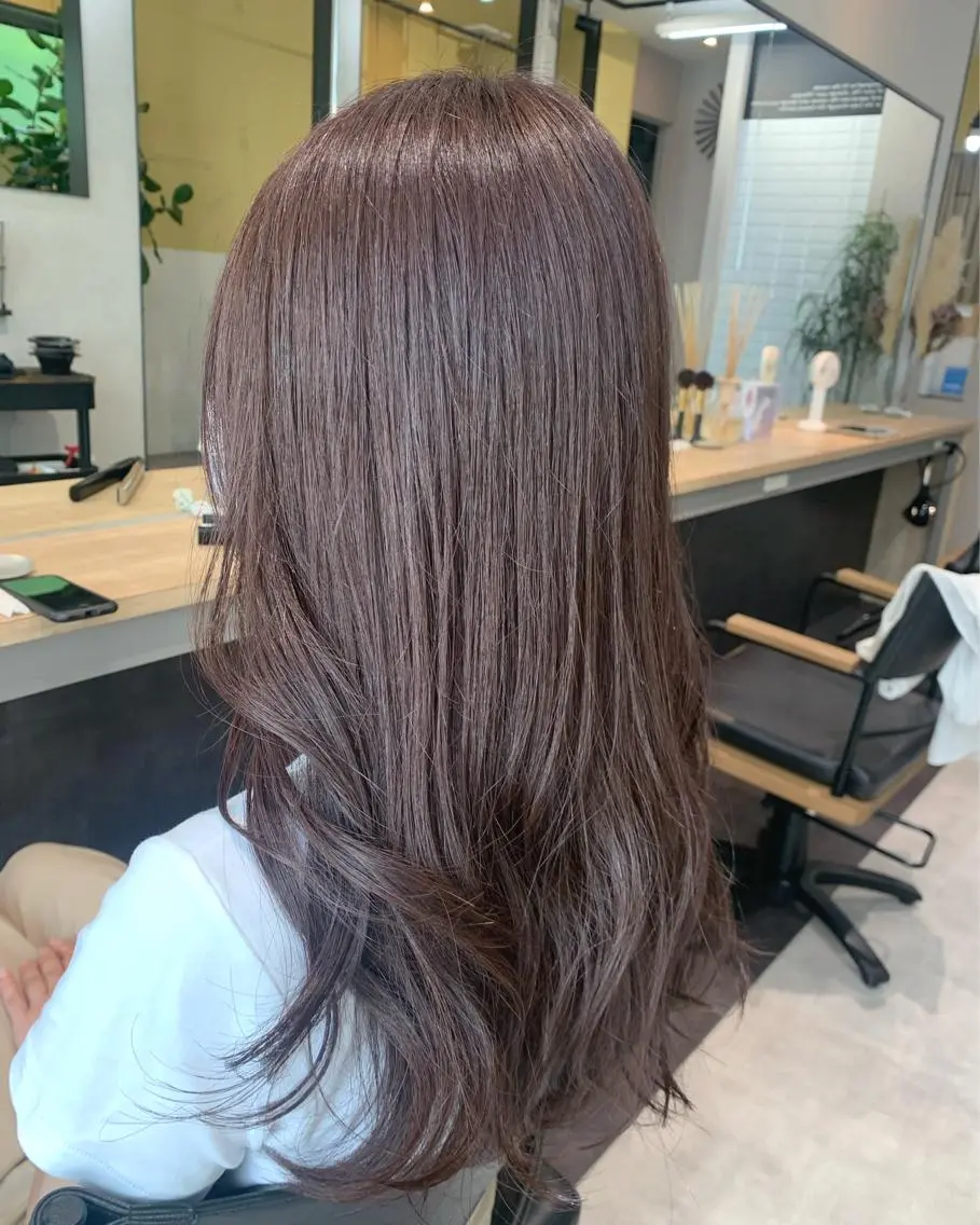 ロング カラー ベージュカラー ブリーチ ラベンダーカラー ラベンダーベージュ ブリーチなしカラー hubhair レイヤー/透明感のヘアスタイル